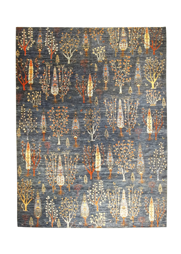 A31135 Oriental Rug Pakistani Handmade Area Transitional Tribal 8'9'' x 11'9'' -9x12- Blue Multi-color Tree of Life Lori Gabbeh Design