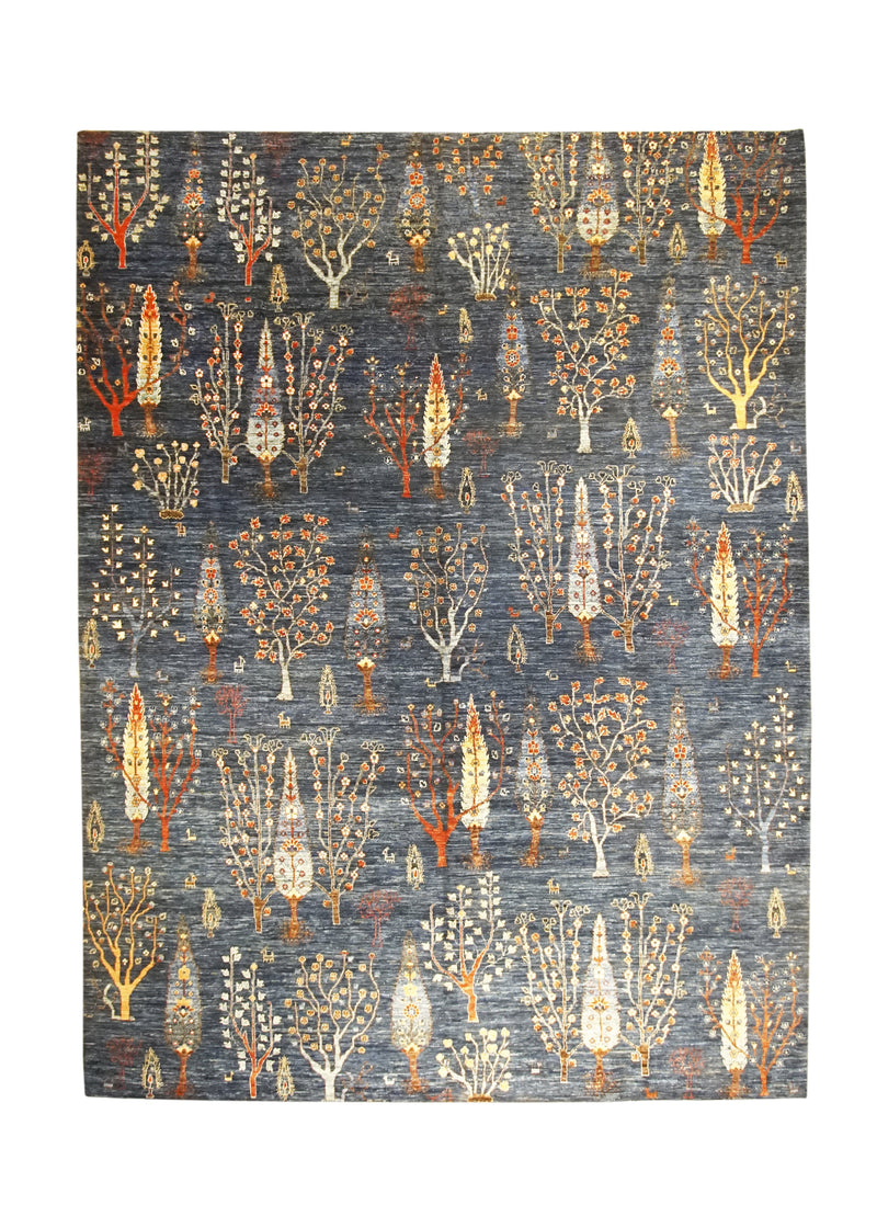 A31135 Oriental Rug Pakistani Handmade Area Transitional Tribal 8'9'' x 11'9'' -9x12- Blue Multi-color Tree of Life Lori Gabbeh Design