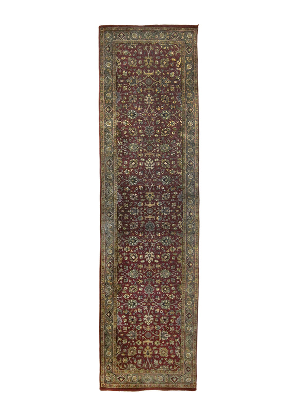 A31169 Oriental Rug Indian Handmade Runner Transitional 2'6'' x 9'2'' -3x9- Red Green Floral Design.jpg