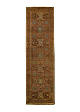 A31174 Oriental Rug Indian Handmade Runner Transitional Tribal 2'7'' x 8'11'' -3x9- Brown Green Mamluk Geometric Design.jpg