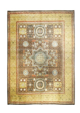 A31176 Oriental Rug Indian Handmade Area Transitional Tribal 8'10'' x 12'3'' -9x12- Yellow Gold Mamluk Geometric Design