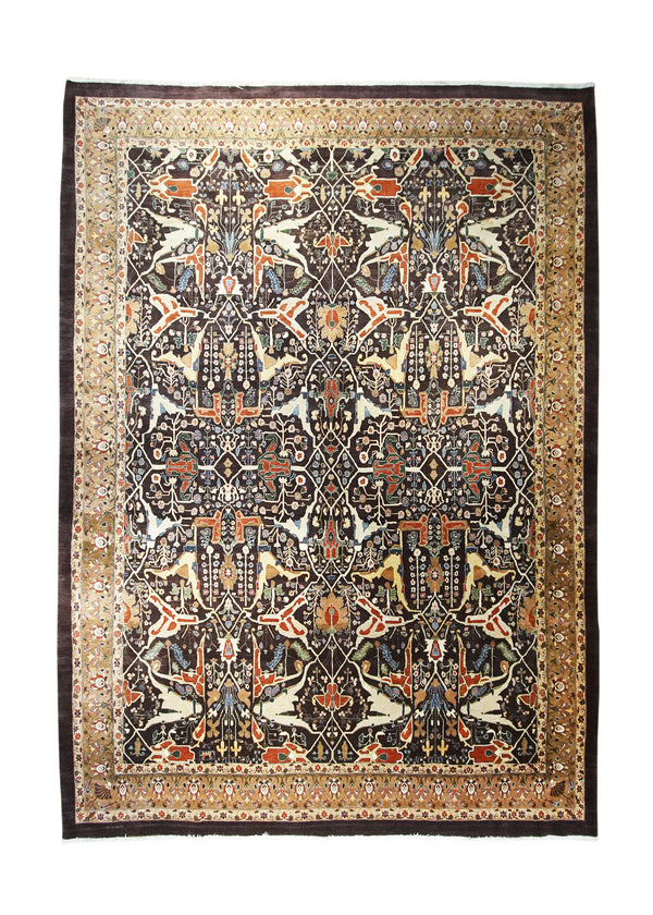 A31186 Persian Rug Serapi Handmade Area Tribal 9'12'' x 13'10'' -10x14- Purple Brown Geometric Design