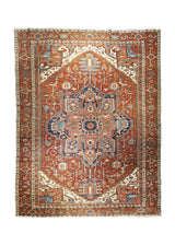 A31195 Persian Rug Serapi Handmade Area Tribal Antique 10'9'' x 14'0'' -11x14- Red Geometric Design
