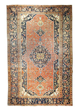 A31196 Persian Rug Farahan Sarouk Handmade Area Traditional Antique 8'4'' x 12'2'' -8x12- Red Blue Geometric Design.jpg