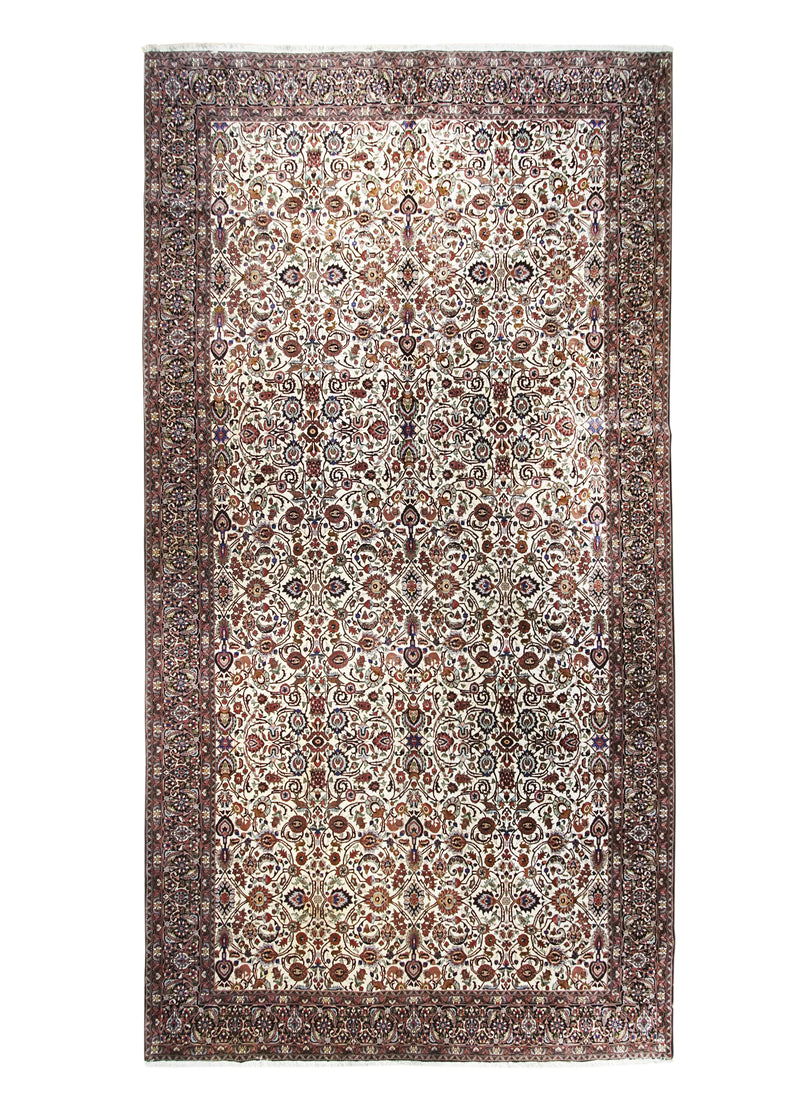 A31210 Persian Rug Bijar Handmade Area Traditional 8'4'' x 15'9'' -8x16- Whites Beige Blue Floral Design