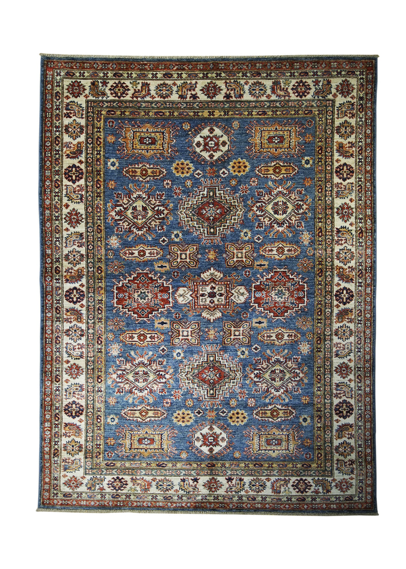 A31277 Oriental Rug Pakistani Handmade Area Transitional Tribal 4'11'' x 6'9'' -5x7- Blue Kazak Geometric Design