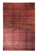 A31278 Oriental Rug Pakistani Handmade Area Transitional Tribal 6'9'' x 9'9'' -7x10- Red Multi-color Gabbeh Geometric Grass Design