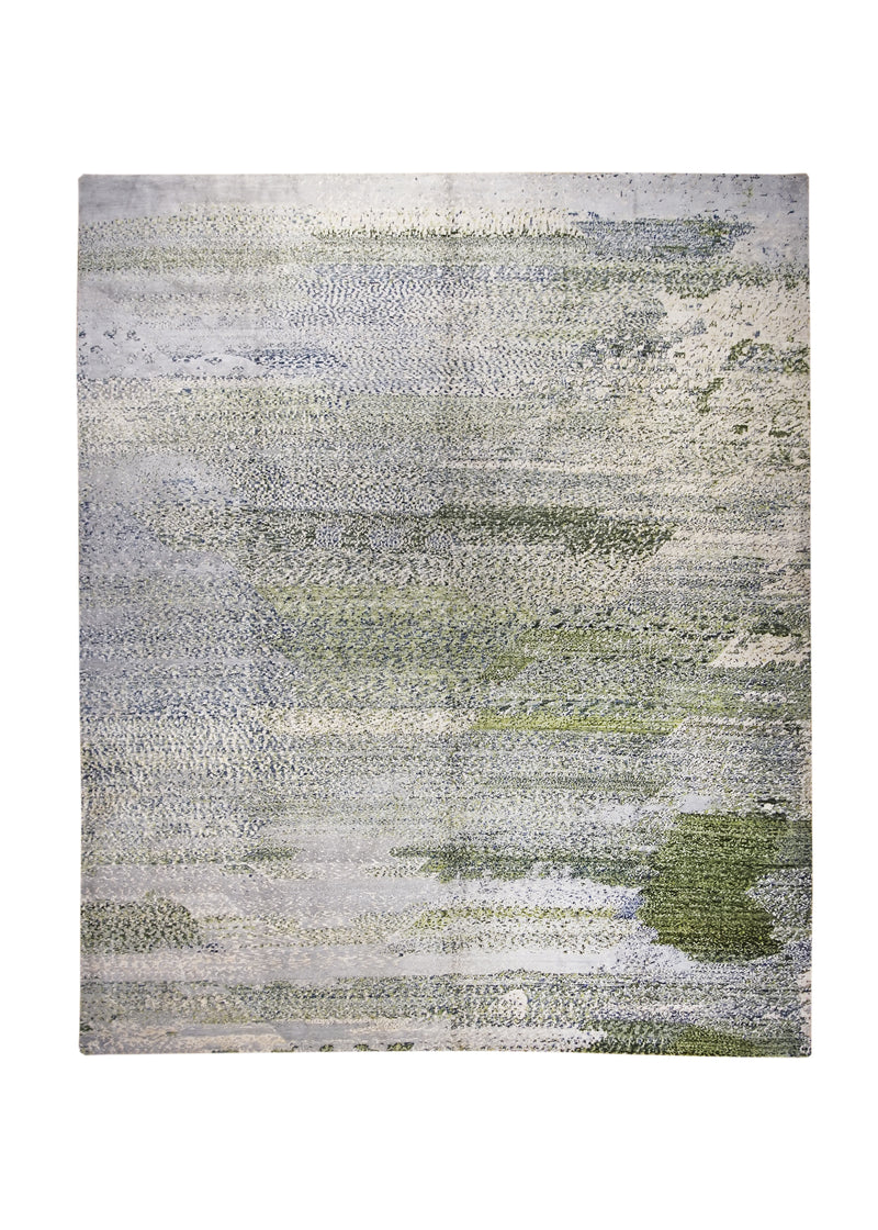 A31285 Oriental Rug Pakistani Handmade Area Transitional 8'3'' x 10'1'' -8x10- Green Gray Geometric Gabbeh Design