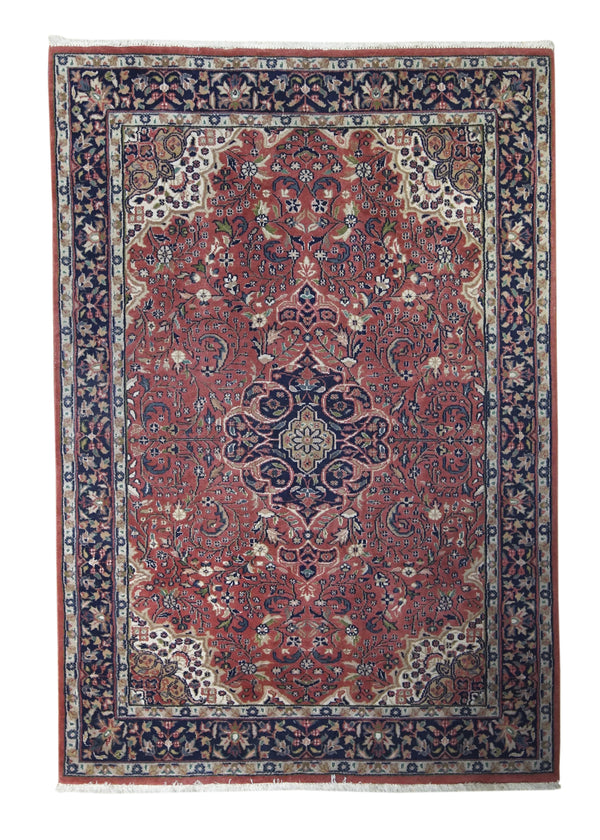 A31297 Oriental Rug Indian Handmade Area Traditional 4'0'' x 5'9'' -4x6- Red Floral Design