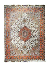 A31306 Persian Rug Tabriz Handmade Area Traditional 9'11'' x 14'0'' -10x14- Whites Beige Pink Naghsh Floral Design