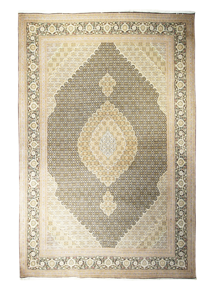 A31307 Persian Rug Tabriz Handmade Area Traditional 6'9'' x 10'0'' -7x10- Blue Whites Beige Mahi Fish Design