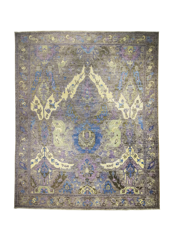 A31326 Oriental Rug Pakistani Handmade Area Transitional 8'2'' x 9'8'' -8x10- Gray Purple Yellow Gold Ariana Floral Mostofi Design