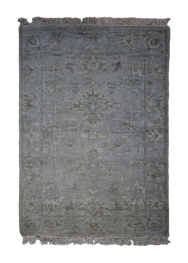 A31336 Oriental Rug Indian Handmade Area Transitional Neutral 2'0'' x 3'0'' -2x3- Whites Beige Floral Oushak Design