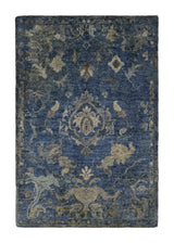 A31341 Oriental Rug Indian Handmade Area Transitional 2'0'' x 3'0'' -2x3- Blue Floral Oushak Design