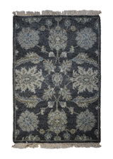 A31345 Oriental Rug Indian Handmade Area Transitional 2'0'' x 3'0'' -2x3- Gray Blue Floral Oushak Erased Abstract Design