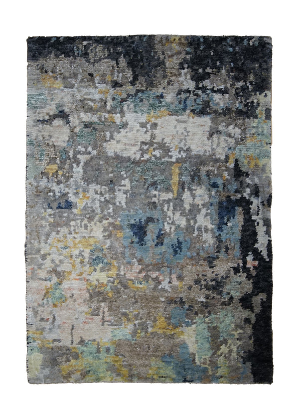 A31348 Oriental Rug Indian Handmade Area Modern 2'0'' x 3'0'' -2x3- Whites Beige Black Splatter Abstract Design