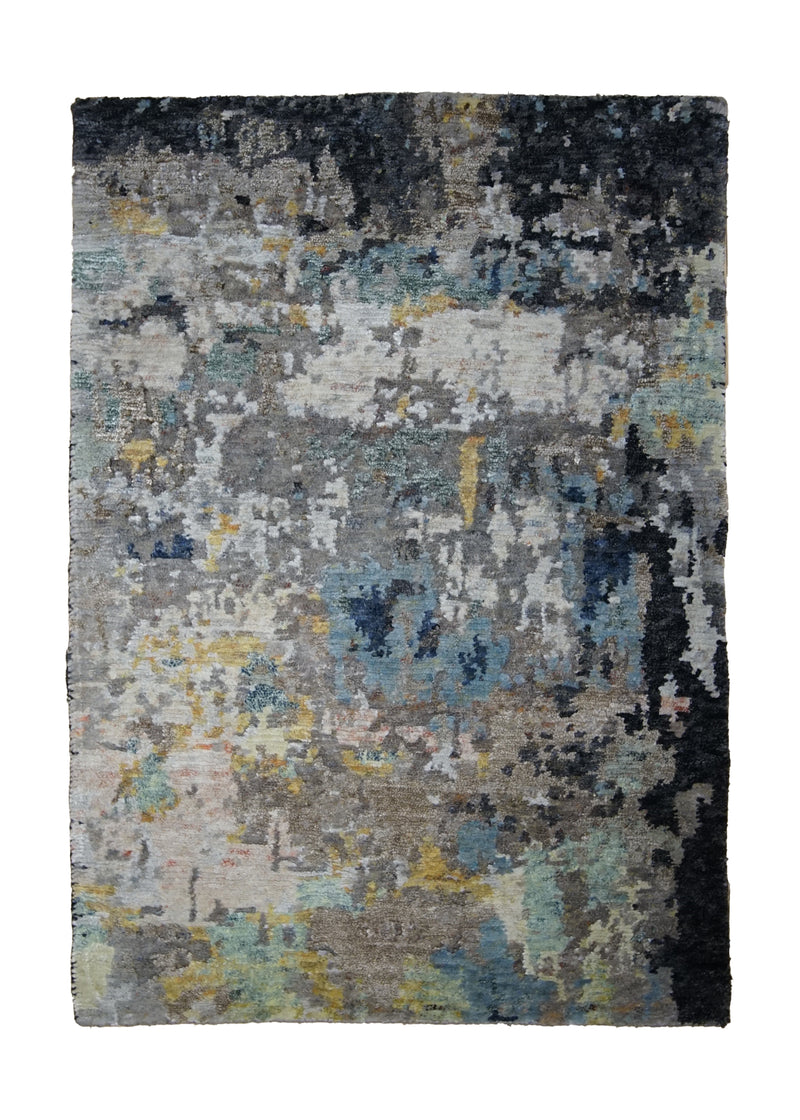 A31348 Oriental Rug Indian Handmade Area Modern 2'0'' x 3'0'' -2x3- Whites Beige Black Splatter Abstract Design