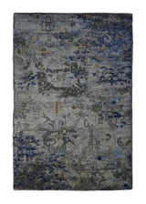 A31353 Oriental Rug Indian Handmade Area Transitional 2'0'' x 3'0'' -2x3- Gray Blue Geometric Erased Abstract Design