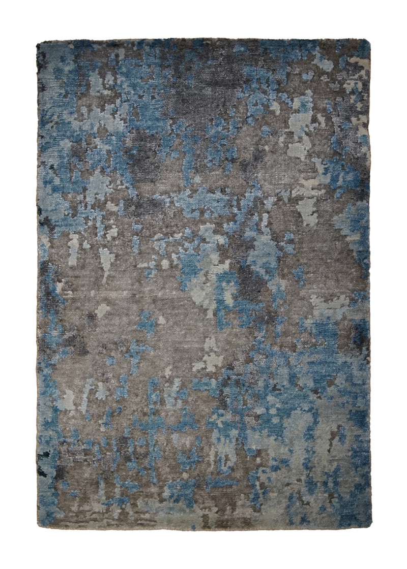 A31354 Oriental Rug Indian Handmade Area Modern 2'0'' x 3'0'' -2x3- Blue Gray Splatter Abstract Design
