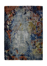 A31358 Oriental Rug Indian Handmade Area Modern 2'0'' x 3'0'' -2x3- Blue Multi-color Whites Beige Splatter Abstract Design