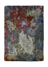 A31359 Oriental Rug Indian Handmade Area Modern 2'0'' x 3'0'' -2x3- Red Gray Green Splatter Abstract Design