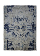 A31360 Oriental Rug Indian Handmade Area Transitional 2'0'' x 3'0'' -2x3- Gray Blue Whites Beige Floral Erased Abstract Design