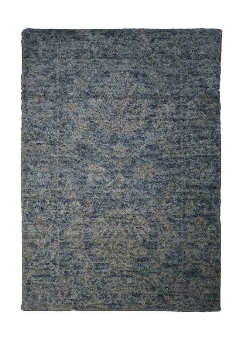 A31367 Oriental Rug Indian Handmade Area Transitional 2'0'' x 3'0'' -2x3- Blue Whites Beige Floral Erased Abstract Design
