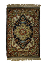 A31370 Oriental Rug Indian Handmade Area Transitional Tribal 2'0'' x 3'0'' -2x3- Black Red Yellow Gold Geometric Heriz Design