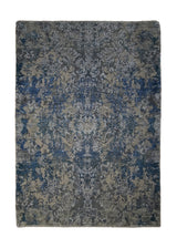 A31372 Oriental Rug Indian Handmade Area Transitional 2'0'' x 3'0'' -2x3- Blue Gray Geometric Erased Abstract Design