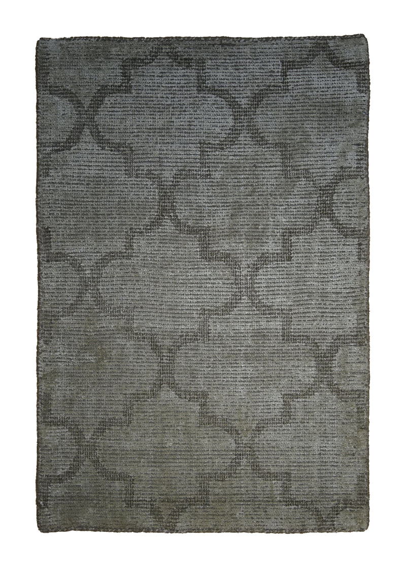 A31376 Oriental Rug Indian Handmade Area Transitional Neutral 2'0'' x 3'0'' -2x3- Brown Geometric Design