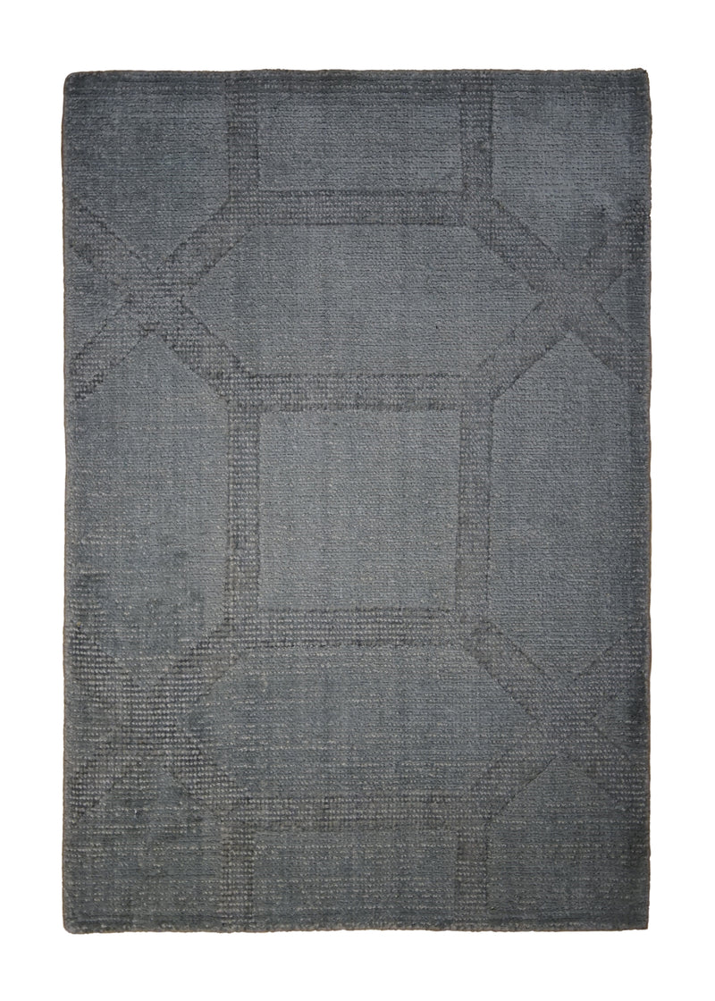 A31377 Oriental Rug Indian Handmade Area Transitional Neutral 2'0'' x 3'0'' -2x3- Blue Gray Geometric Design