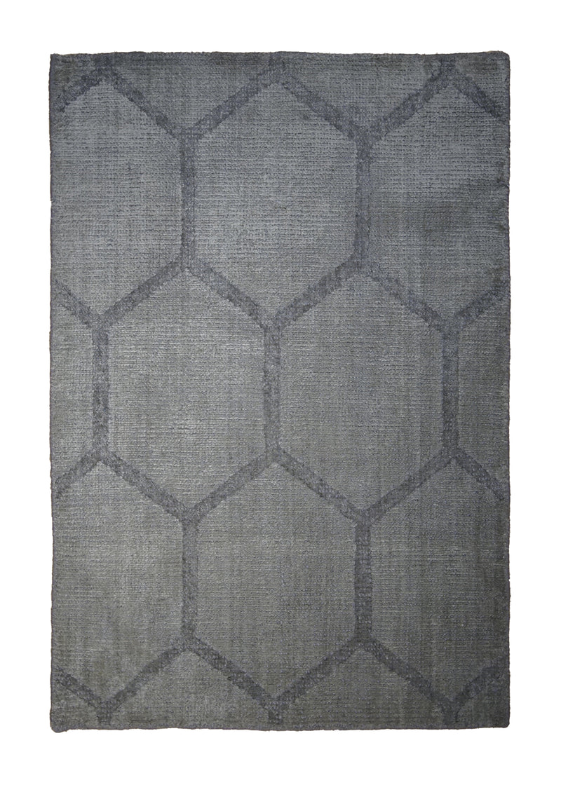 A31378 Oriental Rug Indian Handmade Area Transitional Neutral 2'0'' x 3'0'' -2x3- Gray Geometric Design