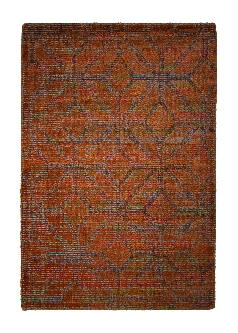 A31379 Oriental Rug Indian Handmade Area Transitional 2'0'' x 3'0'' -2x3- Red Gray Geometric Design