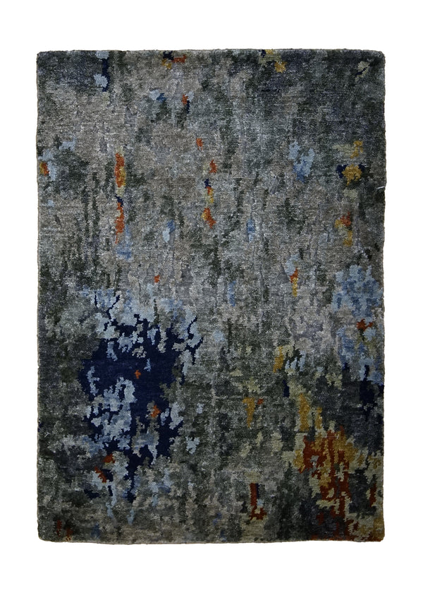 A31388 Oriental Rug Indian Handmade Area Modern 2'0'' x 3'0'' -2x3- Gray Blue Splatter Abstract Design