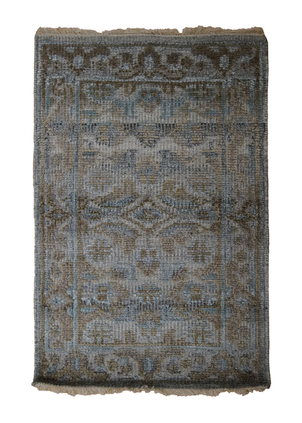 A31445 Oriental Rug Indian Handmade Area Transitional 2'0'' x 3'0'' -2x3- Blue Whites Beige Brown Geometric Design