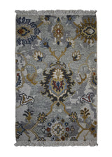 A31452 Oriental Rug Indian Handmade Area Transitional 2'0'' x 3'0'' -2x3- Blue Yellow Gold Floral Oushak Soumak Design