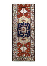 A31463 Oriental Rug Pakistani Handmade Runner Transitional Tribal 2'4'' x 6'7'' -2x7- Red Whites Beige Serapi Geometric Design