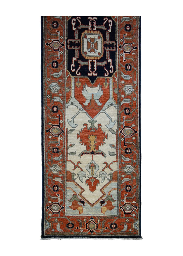 A31464 Oriental Rug Pakistani Handmade Runner Transitional Tribal 2'0'' x 8'1'' -2x8- Red Serapi Geometric Design