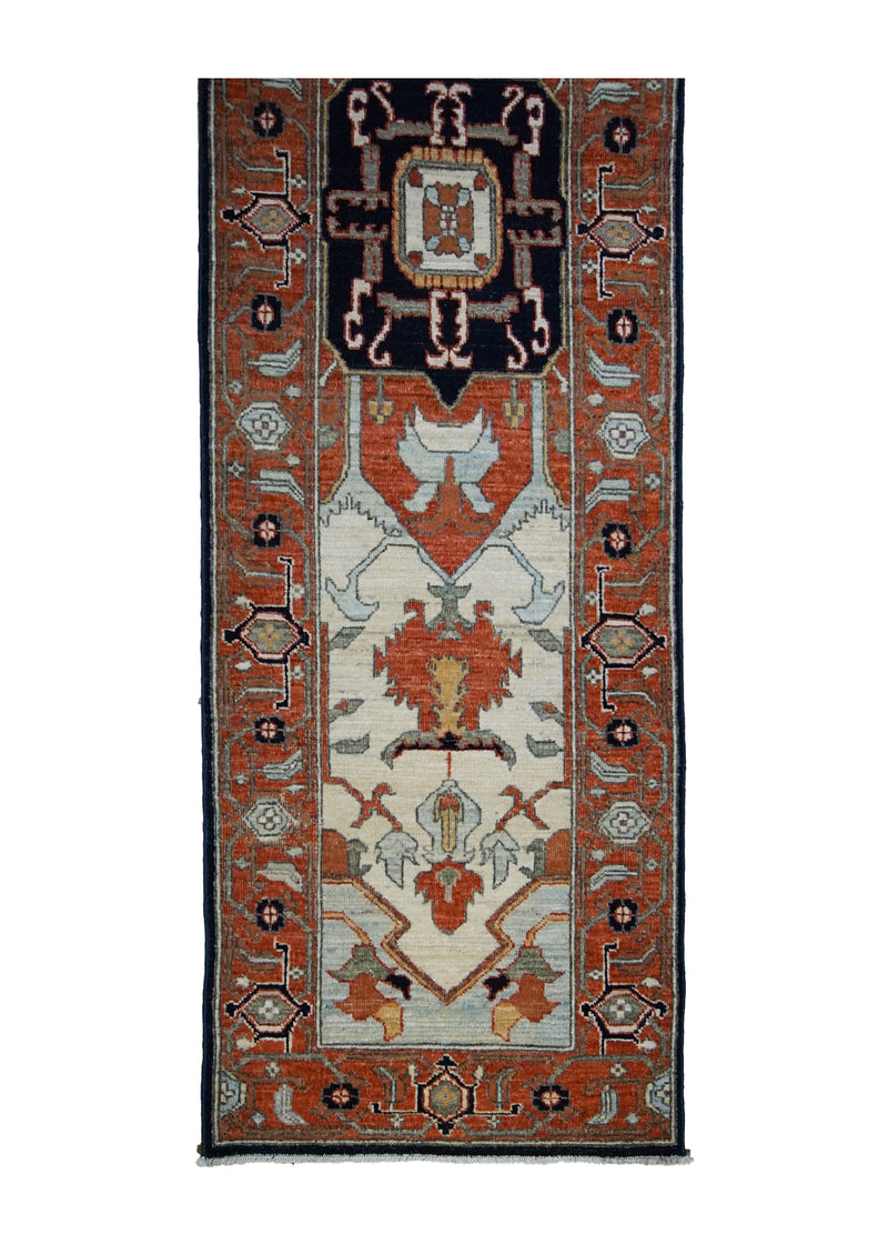 A31464 Oriental Rug Pakistani Handmade Runner Transitional Tribal 2'0'' x 8'1'' -2x8- Red Serapi Geometric Design