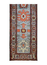 A31467 Oriental Rug Pakistani Handmade Runner Transitional Tribal 2'7'' x 8'5'' -3x8- Gray Red Serapi Geometric Design