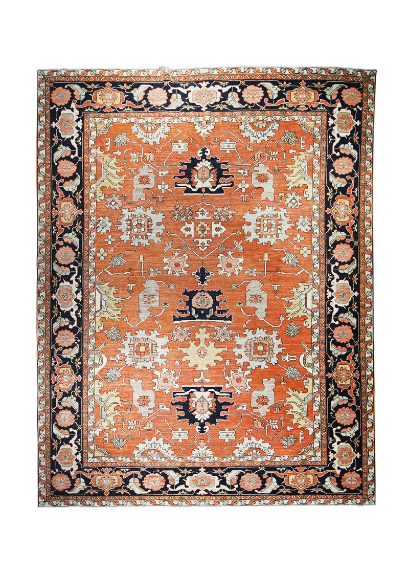 A31496 Oriental Rug Pakistani Handmade Area Transitional Tribal 8'11'' x 11'9'' -9x12- Red Serapi Geometric Design