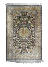 A31502 Oriental Rug Turkish Handmade Area Traditional 5'1'' x 8'0'' -5x8- Black Green Floral Animals Design