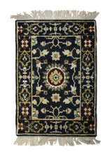 A31509 Oriental Rug Indian Handmade Area Transitional 2'0'' x 3'0'' -2x3- Black Yellow Gold Floral Design