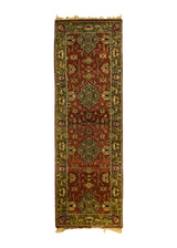 A31515 Oriental Rug Indian Handmade Runner Transitional 2'7'' x 7'11'' -3x8- Red Brown Geometric Design.jpg