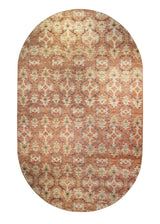 A31516 Oriental Rug Indian Handmade Round Transitional 8'5'' x 13'5'' -8x13- Red Oval Geometric Design
