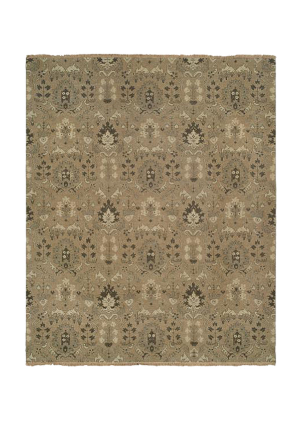 A31530 Oriental Rug Indian Handmade Area Transitional Neutral 4'0'' x 5'11'' -4x6- Whites Beige Geometric Design