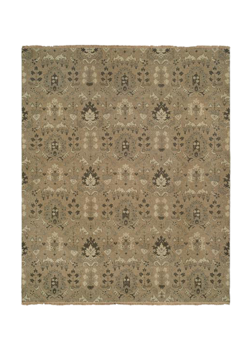 A31530 Oriental Rug Indian Handmade Area Transitional Neutral 4'0'' x 5'11'' -4x6- Whites Beige Geometric Design.jpg