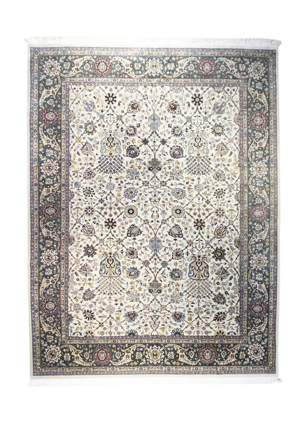 A31532 Oriental Rug Indian Handmade Area Transitional 8'12'' x 12'1'' -9x12- Whites Beige Blue Red Floral Design