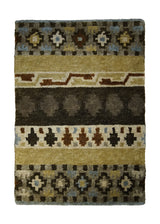 A31547 Oriental Rug Indian Handmade Area Transitional 2'0'' x 3'0'' -2x3- Yellow Gold Brown Geometric Design