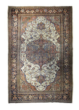 A31554 Persian Rug Farahan Sarouk Handmade Area Traditional Antique 8'3'' x 11'10'' -8x12- Whites-Beige Blue Red Floral Design.jpg